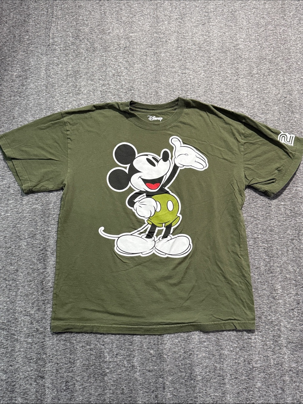 Disney Olive Green Mickey Mouse Graphic Short Sleeve Shirt Size XL